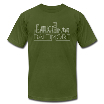 Baltimore, Maryland T-Shirt - Skyline Unisex Baltimore T Shirt - olive