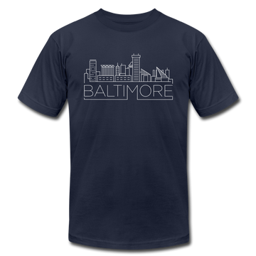 Baltimore, Maryland T-Shirt - Skyline Unisex Baltimore T Shirt - navy