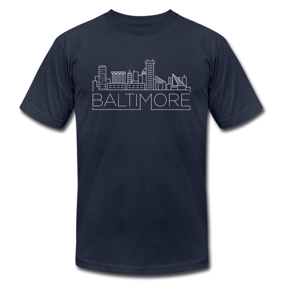Baltimore, Maryland T-Shirt - Skyline Unisex Baltimore T Shirt - navy