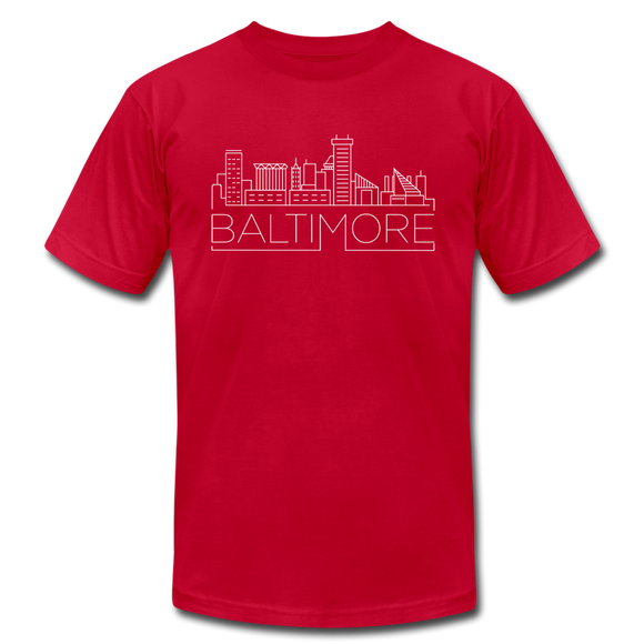 Baltimore, Maryland T-Shirt - Skyline Unisex Baltimore T Shirt - red