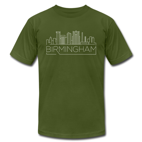 Birmingham, Alabama T-Shirt - Skyline Unisex Birmingham T Shirt - olive