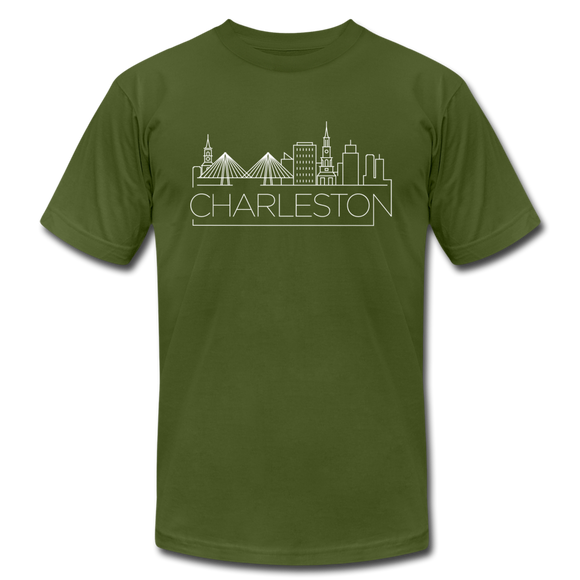 Charleston, South Carolina T-Shirt - Skyline Unisex Charleston T Shirt - olive