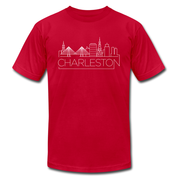 Charleston, South Carolina T-Shirt - Skyline Unisex Charleston T Shirt - red