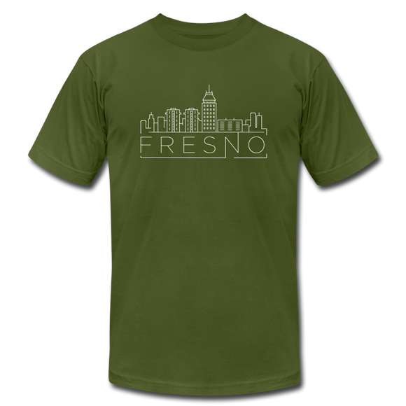 Fresno, California T-Shirt - Skyline Unisex Fresno T Shirt - olive