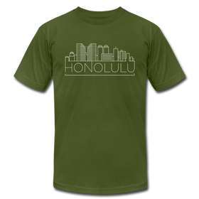 Honolulu, Hawaii T-Shirt - Skyline Unisex Honolulu T Shirt - olive