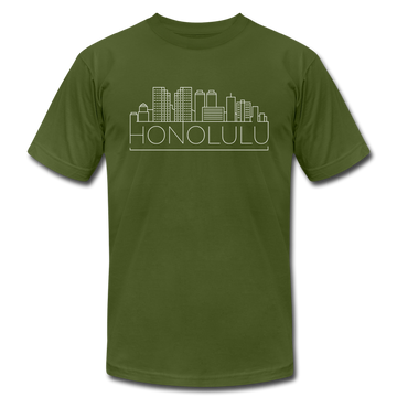 Honolulu, Hawaii T-Shirt - Skyline Unisex Honolulu T Shirt - olive