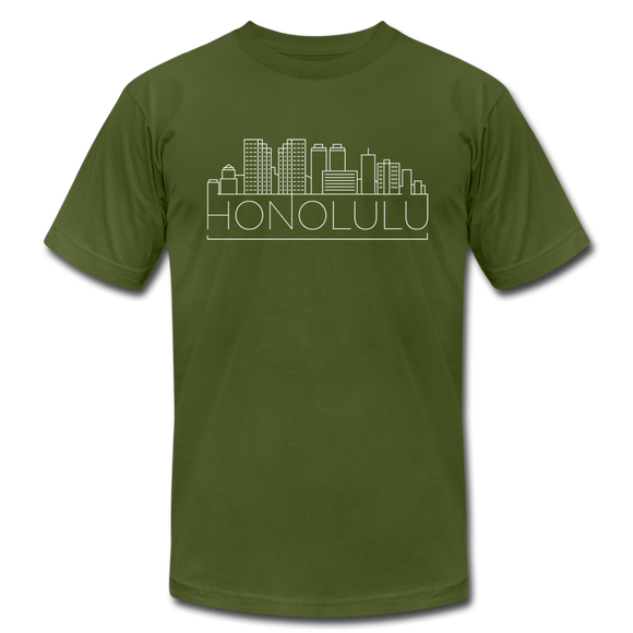 Honolulu, Hawaii T-Shirt - Skyline Unisex Honolulu T Shirt - olive