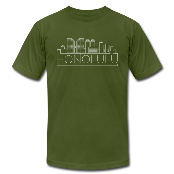 Honolulu, Hawaii T-Shirt - Skyline Unisex Honolulu T Shirt - olive