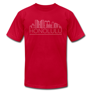 Honolulu, Hawaii T-Shirt - Skyline Unisex Honolulu T Shirt - red