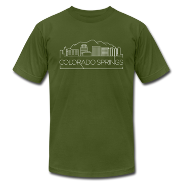 Colorado Springs, Colorado T-Shirt - Skyline Unisex Colorado Springs T Shirt - olive