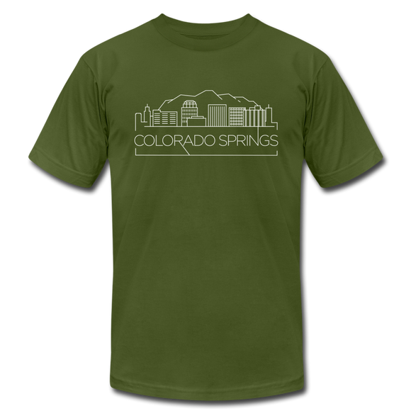 Colorado Springs, Colorado T-Shirt - Skyline Unisex Colorado Springs T Shirt - olive