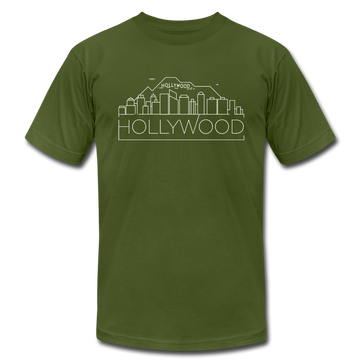 Hollywood, California T-Shirt - Skyline Unisex Hollywood T Shirt - olive