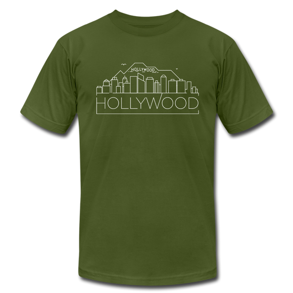 Hollywood, California T-Shirt - Skyline Unisex Hollywood T Shirt - olive