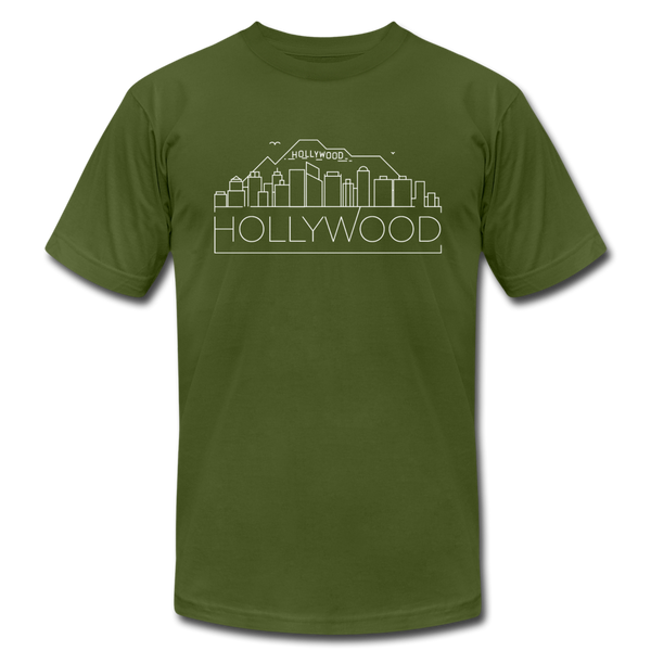 Hollywood, California T-Shirt - Skyline Unisex Hollywood T Shirt - olive