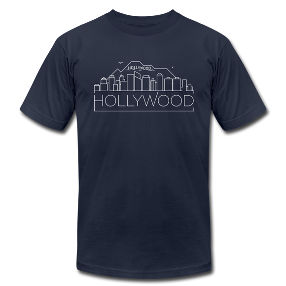 Hollywood, California T-Shirt - Skyline Unisex Hollywood T Shirt - navy