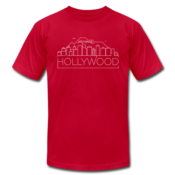 Hollywood, California T-Shirt - Skyline Unisex Hollywood T Shirt - red