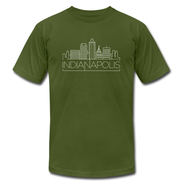 Indianapolis, Indiana T-Shirt - Skyline Unisex Indianapolis T Shirt - olive