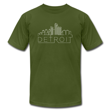 Detroit, Michigan T-Shirt - Skyline Unisex Detroit T Shirt - olive