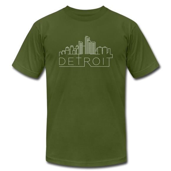 Detroit, Michigan T-Shirt - Skyline Unisex Detroit T Shirt - olive