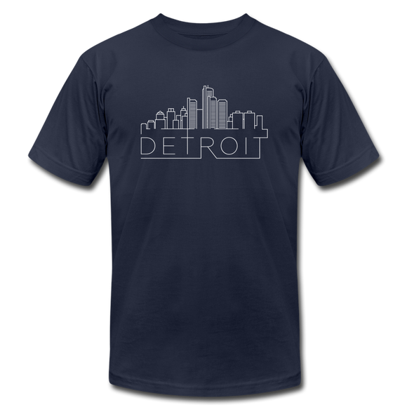 Detroit, Michigan T-Shirt - Skyline Unisex Detroit T Shirt - navy