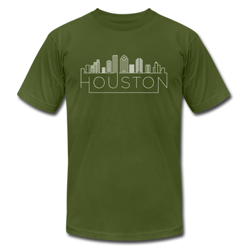 Houston, Texas T-Shirt - Skyline Unisex Houston T Shirt - olive