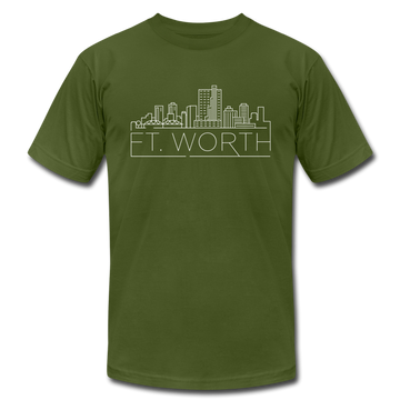 Fort Worth, Texas T-Shirt - Skyline Unisex Fort Worth T Shirt - olive