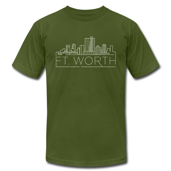Fort Worth, Texas T-Shirt - Skyline Unisex Fort Worth T Shirt - olive