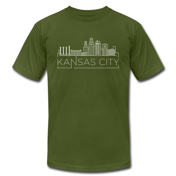Kansas City, Missouri T-Shirt - Skyline Unisex Kansas City T Shirt - olive