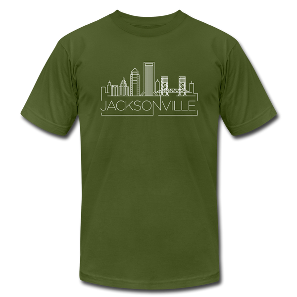 Jacksonville, Florida T-Shirt - Skyline Unisex Jacksonville T Shirt - olive