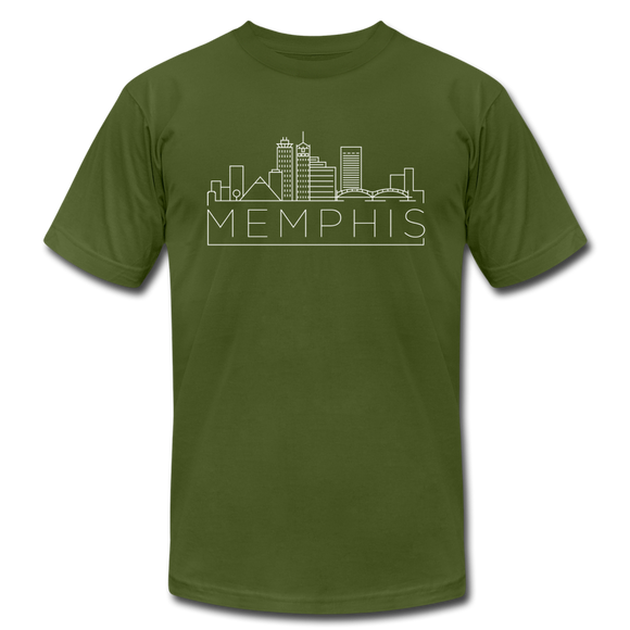 Memphis, Tennessee T-Shirt - Skyline Unisex Memphis T Shirt - olive