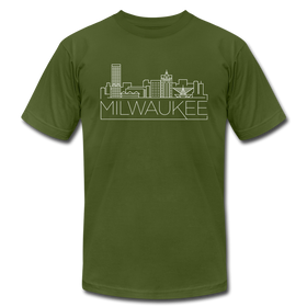 Milwaukee, Wisconsin T-Shirt - Skyline Unisex Milwaukee T Shirt - olive