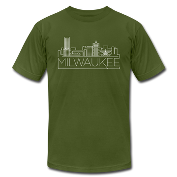 Milwaukee, Wisconsin T-Shirt - Skyline Unisex Milwaukee T Shirt - olive