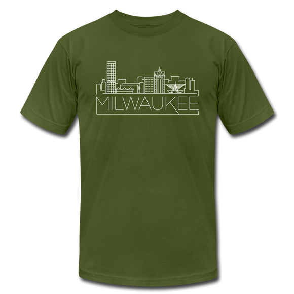 Milwaukee, Wisconsin T-Shirt - Skyline Unisex Milwaukee T Shirt - olive