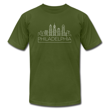 Philadelphia, Pennsylvania T-Shirt - Skyline Unisex Philadelphia T Shirt - olive