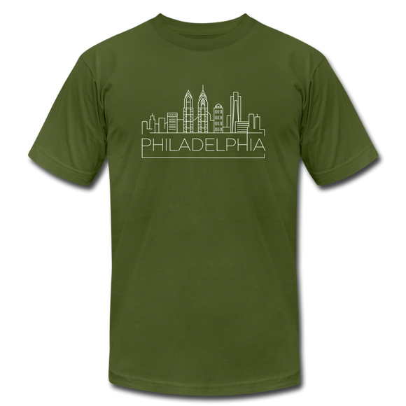Philadelphia, Pennsylvania T-Shirt - Skyline Unisex Philadelphia T Shirt - olive