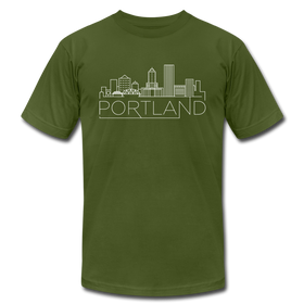 Portland, Oregon T-Shirt - Skyline Unisex Portland T Shirt - olive