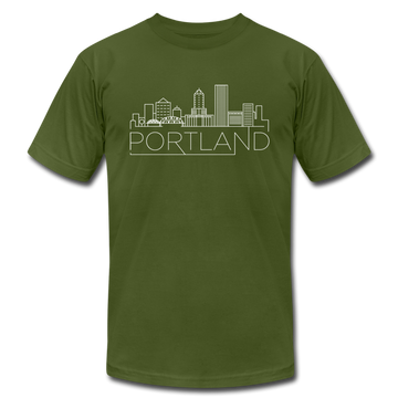 Portland, Oregon T-Shirt - Skyline Unisex Portland T Shirt - olive