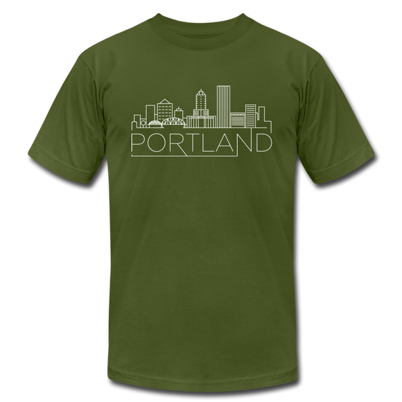 Portland, Oregon T-Shirt - Skyline Unisex Portland T Shirt - olive