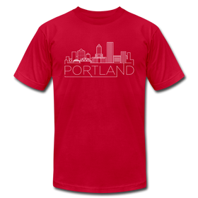 Portland, Oregon T-Shirt - Skyline Unisex Portland T Shirt - red