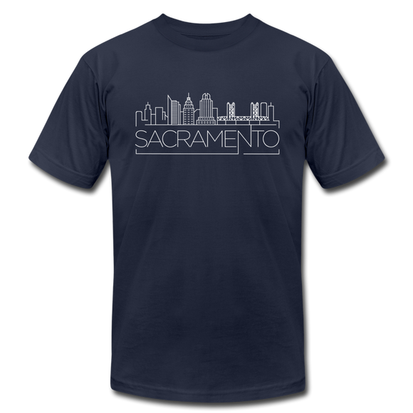 Sacramento, California T-Shirt - Skyline Unisex Sacramento T Shirt - navy