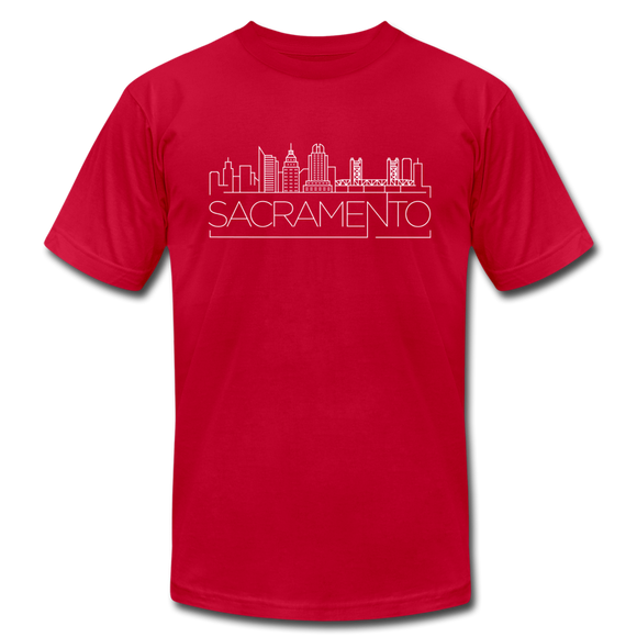 Sacramento, California T-Shirt - Skyline Unisex Sacramento T Shirt - red