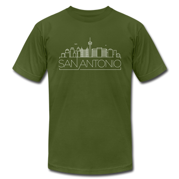 San Antonio, Texas T-Shirt - Skyline Unisex San Antonio T Shirt - olive