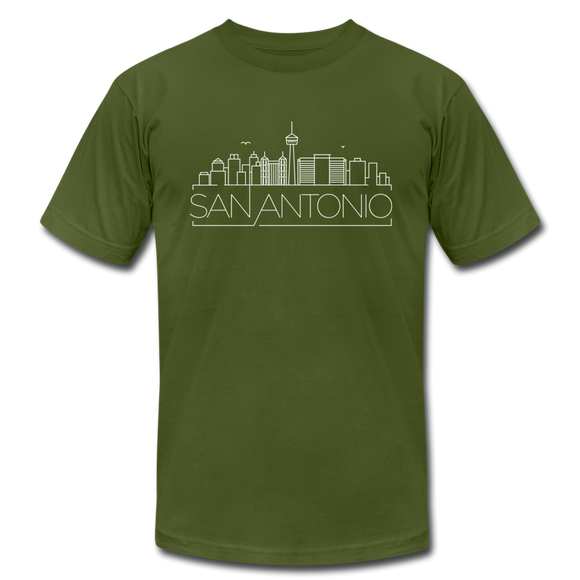 San Antonio, Texas T-Shirt - Skyline Unisex San Antonio T Shirt - olive
