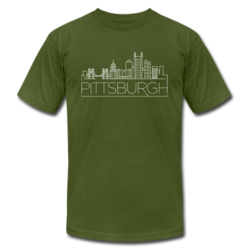 Pittsburgh, Pennsylvania T-Shirt - Skyline Unisex Pittsburgh T Shirt - olive