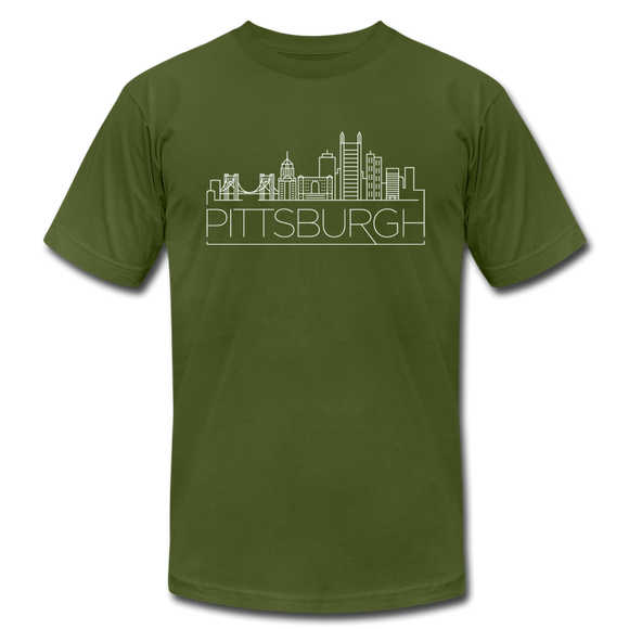 Pittsburgh, Pennsylvania T-Shirt - Skyline Unisex Pittsburgh T Shirt - olive