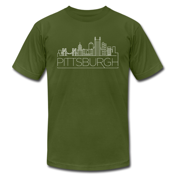 Pittsburgh, Pennsylvania T-Shirt - Skyline Unisex Pittsburgh T Shirt - olive