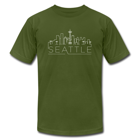 Seattle, Washington T-Shirt - Skyline Unisex Seattle T Shirt - olive