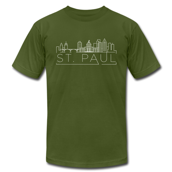 Saint Paul, Minnesota T-Shirt - Skyline Unisex Saint Paul T Shirt - olive