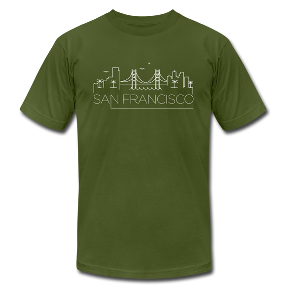 San Francisco, California T-Shirt - Skyline Unisex San Francisco T Shirt - olive