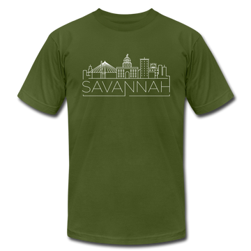 Savannah, Georgia T-Shirt - Skyline Unisex Savannah T Shirt - olive